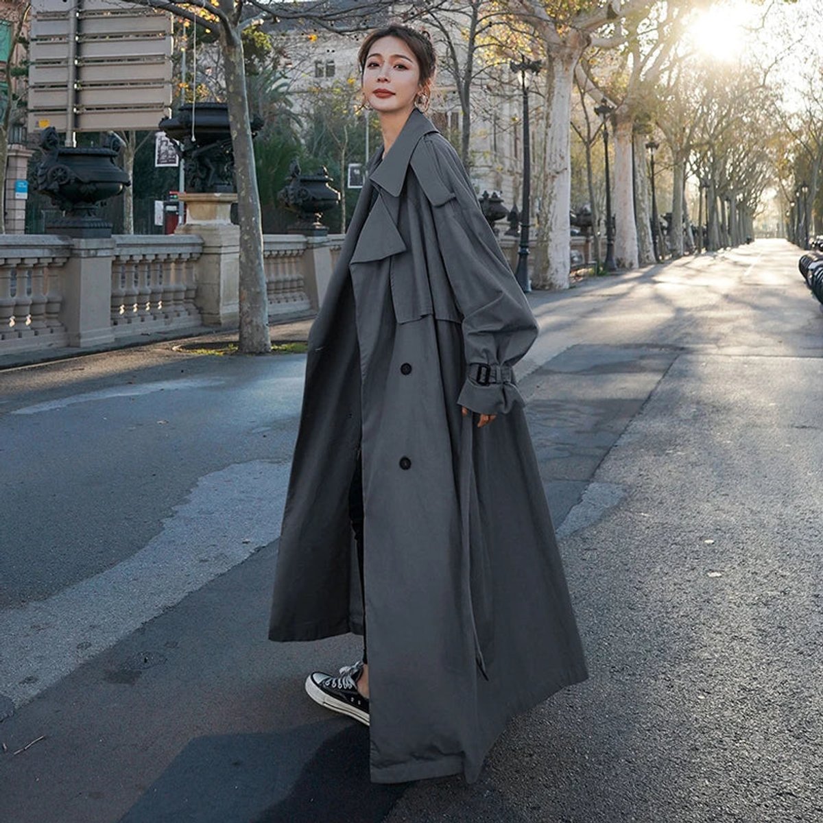 Lena | Long Oversized Crossed Trench Coat