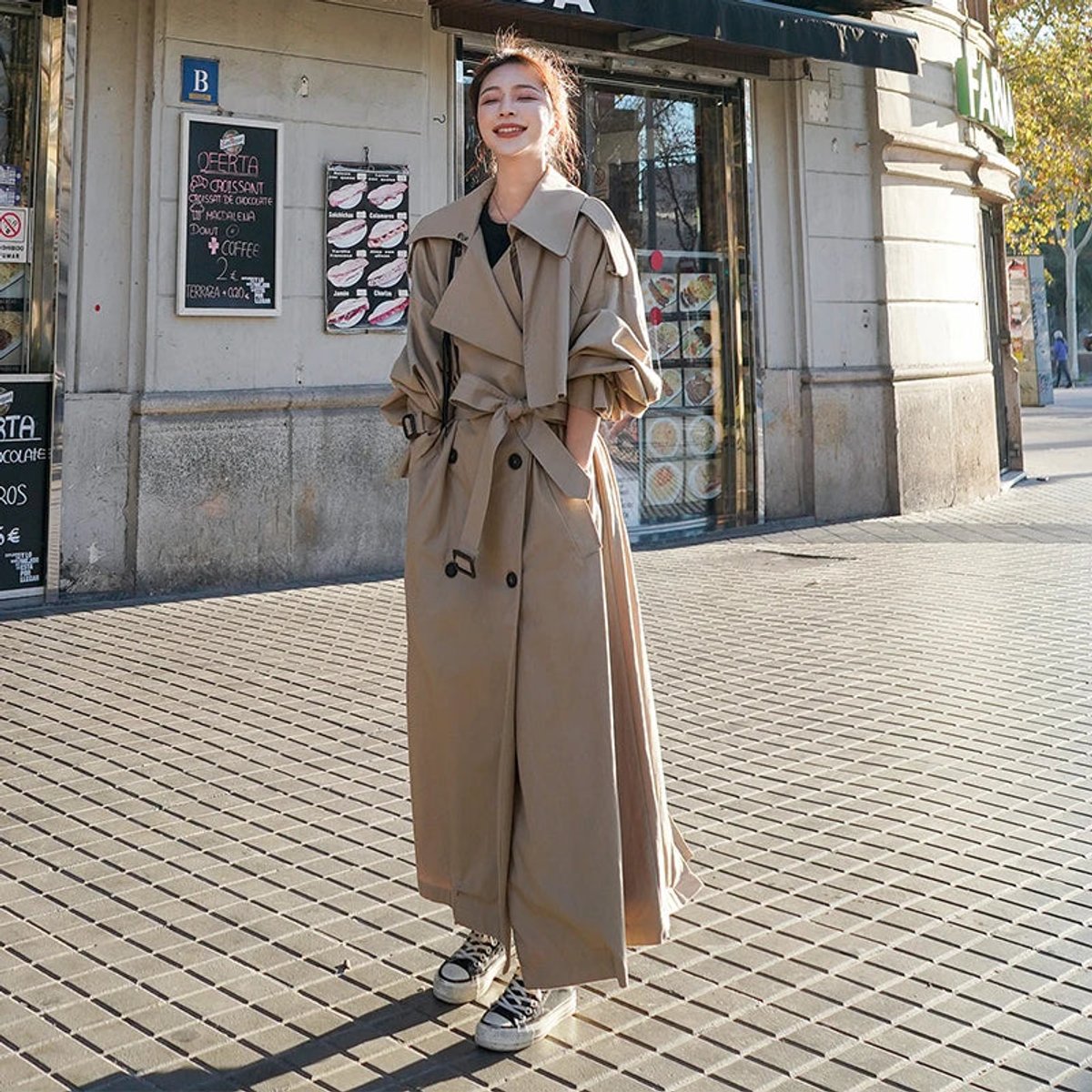 Lena | Long Oversized Crossed Trench Coat