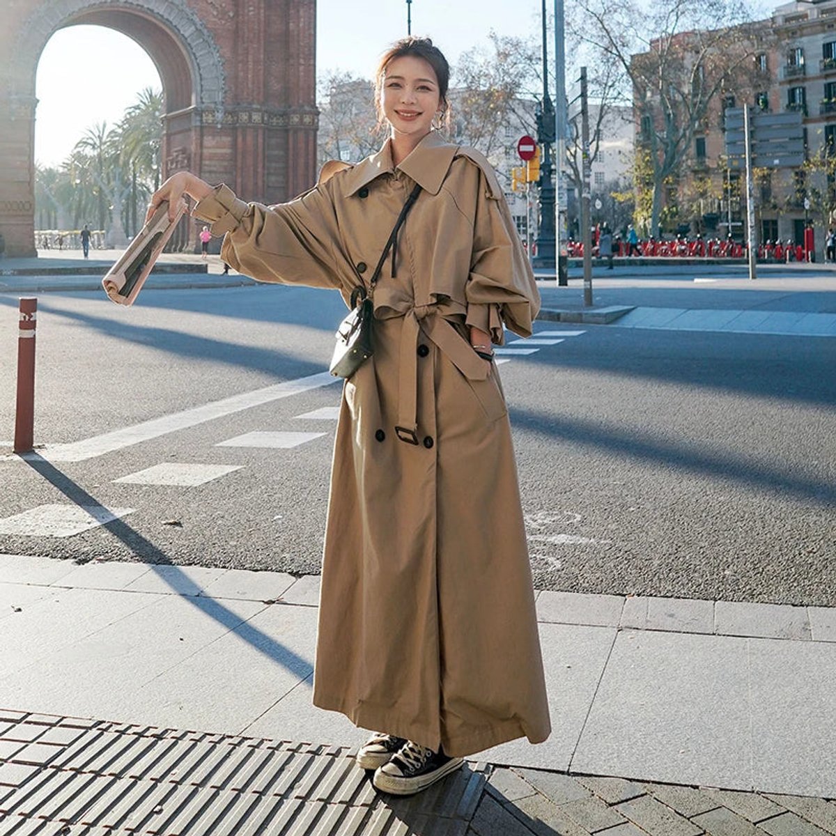 Lena | Long Oversized Crossed Trench Coat