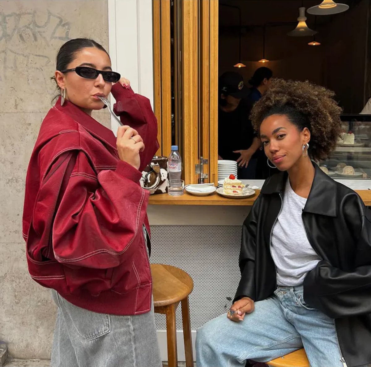 Renée | Oversized Contrast-Stitch Bomber Jacket