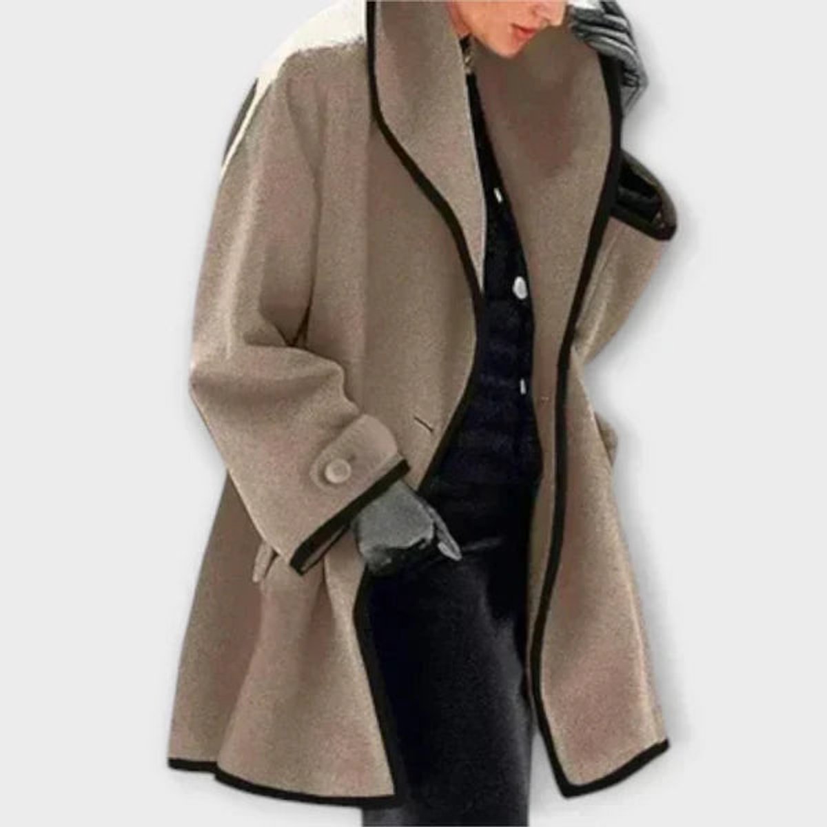 Flora | Oversized Coat with Contrast Trim