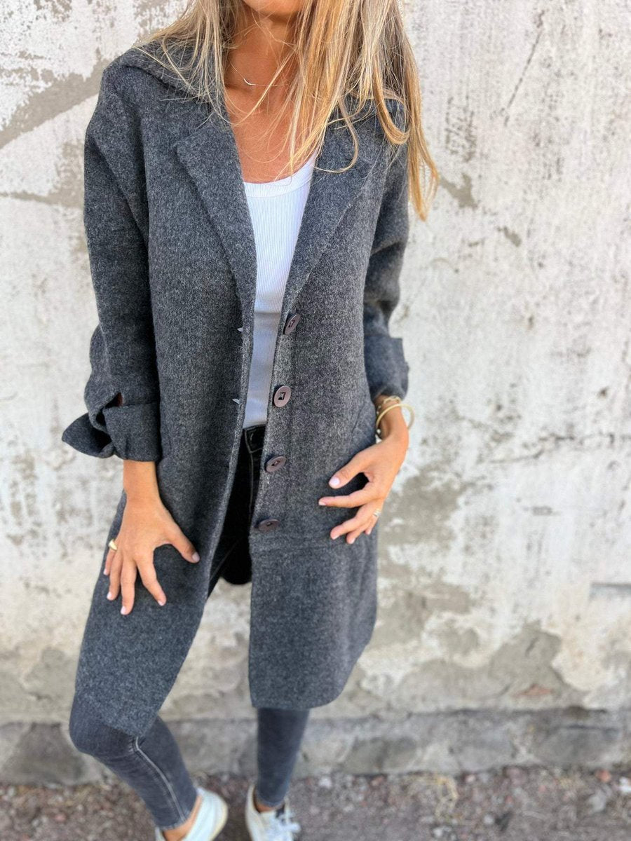 Lydia | Long Casual Coat with Lapels